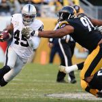 Fomer Raiders fullback Marcel Reece (45) carries the ball during a game against the Steelers on Nov. 8, 2015, in Pittsburgh. Reece signed with the Seahawks on Tuesday. (AP Photo/Gene J. Puskar)