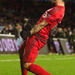 Toronto FC&rsquo;s Sebastian Giovinco celebrates his goal during an Eastern Conference semifinal match against New York City FC on Nov. 6 at Yankee Stadium in New York. (AP Photo/Andres Kudacki)