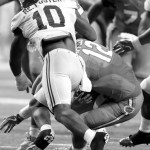 John Bazemore / Associated Press                                Alabama linebacker Reuben Foster (10), shown here tackling Florida&rsquo;s Austin Appleby (12) during the SEC championship game on Dec. 3, said he took an official visit to UW before committing to the Crimson Tide. Foster will battle the Huskies in the Peach Bowl on Saturday.