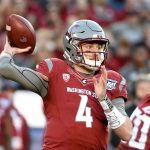 Washington State&rsquo;s Luke Falk passes during the first half of the Cougars&rsquo; 17-12 loss against Minnesota in the Holiday Bowl on Tuesday in San Diego. (AP Photo/Denis Poroy)
