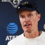 Los Angeles Rams interim head coach John Fassel addresses the media at the team&rsquo;s training facility on Monday. The Rams face the Seahawks on Thursday in Seattle. (AP Photo/Jayne Kamin-Oncea)