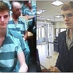 Caleb Dierlam (two left photos) appeared in Everett District Court last week after being arrested on suspicion of being the &ldquo;Harry Potter Bandit.&rdquo; (Rikki King / The Herald). Police shared images (two right photos) from September robberies allegedly linked to the bandit. (Mount Vernon Police Dept. and Everett Police Dept.)