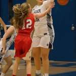 Glacier Peak&rsquo;s Kayla Watkins (right) blocks a pass by Snohomish&rsquo;s Maya DuChesne during a game Tuesday night in Snohomish. The Grizzlies beat the Panthers 71-55. (Andy Bronson / The Herald)