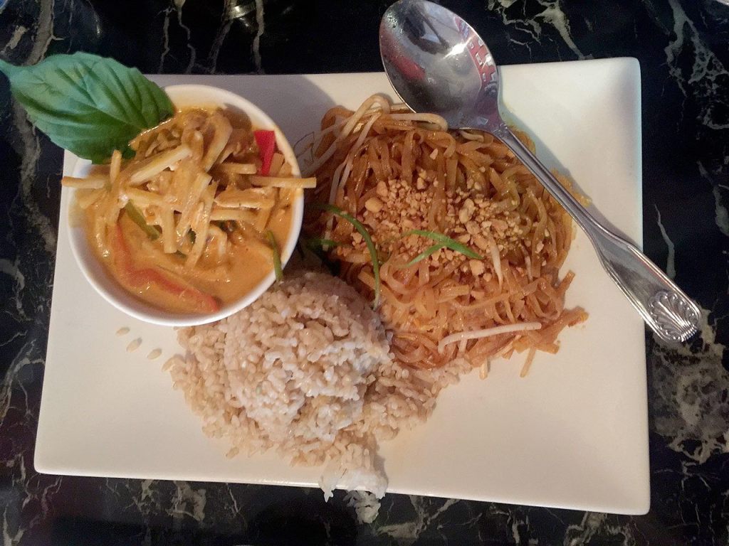 Chicken curry with phad Thai is one of four lunch combos under $10 offered at Mukilteo Thai. (Andrea Brown / The Herald)