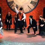 Dale Sutton photo Sydney Kaser as Mrs. Fezziwig, left, and Randy West as Mr. Fezziwig, center, dance the night away in the Edmonds Driftwood Players production of &ldquo;Mr. Scrooge.&rdquo;