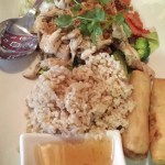 Garlic chicken with spring rolls is one of four lunch combos under $10 offered at Mukilteo Thai. (Sara Bruestle / The Herald)