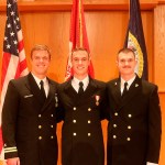 The Stewart brothers are all entering U.S. military service. Pictured (from left) are Navy Lt. Joshua Stewart, Navy Ensign Benjamin Stewart and Navy ROTC Midshipman Samuel Stewart. (Contributed photo)