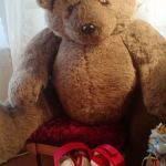 Lisa Pickford made this Christmas teddy bear by hand. (Sara Bruestle / The Herald)