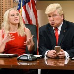Kate McKinnon as Kellyanne Conway and Alec Baldwin as President-elect Donald Trump during &ldquo;Saturday Night Live,&rdquo; in New York on Dec. 3. Trump called the late-night institution unfunny and Baldwin&rsquo;s portrayal of him mean-spirited, suggesting the show wasn&rsquo;t long for the world. (Will Heath/NBC via AP)