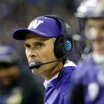 Washington head coach Chris Petersen watches from the sideline in the second half of a game against Arizona State on Nov. 19 in Seattle. (AP Photo/Ted S. Warren)