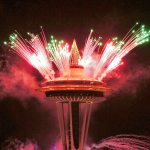 Fireworks shoot off around the disc of the Space Needle in Seattle during the New Year&rsquo;s Eve celebration in 2011. (Sea Turtle photo / Flickr)