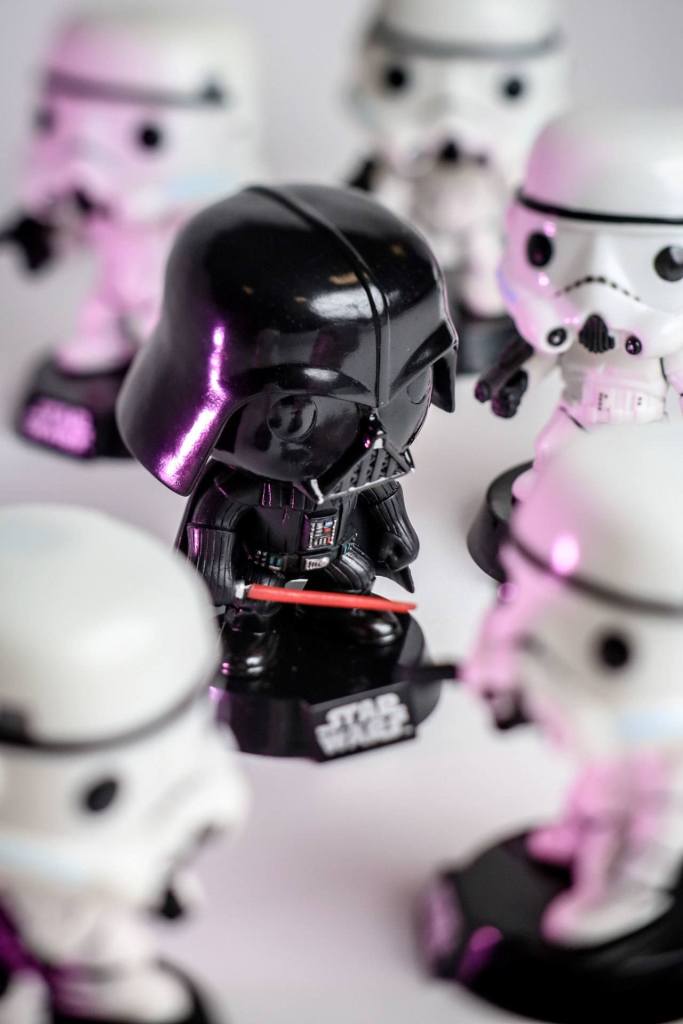 Funko offers a wide variety of bobbleheads, like these &ldquo;Star Wars&rdquo; versions of Darth Vader and Stormtroopers. (Kevin Clark / The Herald)