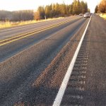 Highway 904 north of Cheney shows 15 years of wear caused primarily by studded tires. State agencies continue to try to ban the tires. So far, they&rsquo;ve succeeded only in adding a new $5 fee per new studded tire to help address the damage. (WSDOT photo)