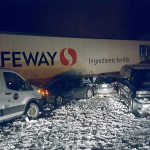 A sudden storm Nov. 30 dropped four inches of snow on the I-90 Snoqualmie Pass, ultimately requiring all vehicles except all-wheel drive to chain-up. Some drivers did not, and several collisions followed, including this pile-up. Road closures lasted up to 7 hours. Weather conditions in the passes can change quickly and drivers should be prepared by carrying chains and knowing how to put them on. (WSDOT photo)
