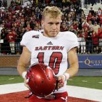 Eastern Washington wide receiver Cooper Kupp (10) is believed to be the first player selected to the AP FCS All-America first team four straight years. (AP Photo/Young Kwak, File)