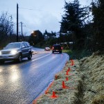 The remnants of a slide that occurred on Thanksgiving morning on Olympic View Drive in Edmonds is seen Friday. (Ian Terry / The Herald)