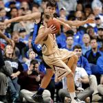 Duke&rsquo;s Grayson Allen (3) trips Elon&rsquo;s Steven Santa Ana in the first half of their game Wednesday night. Allen was called for a technical foul on the play. (AP Photo/Chuck Burton)