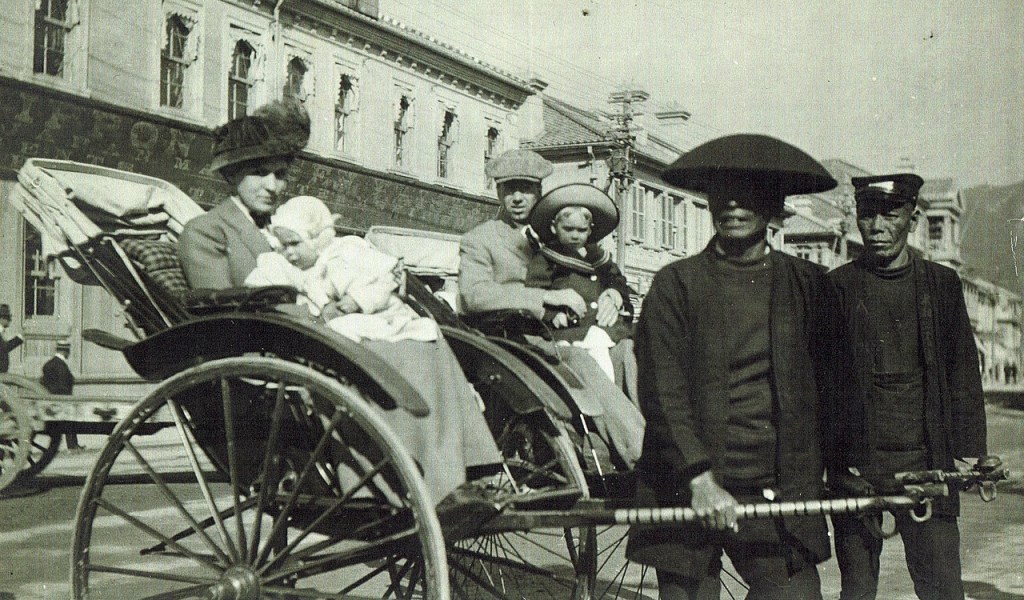 Charles Harold McCloy and his wife, Anna, with their two children in 1913 in Tokyo. They were on their way to China, where McCloy would teach physical education at two universities. (Courtesy of William McCloy)