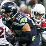 Seahawks tight end Jimmy Graham fends off Cardinals corner back Justin Bethel for a touchdown Saturday afternoon at CenturyLink Field in Seattle on December 24, 2016. The Cardinals won 34-31. (Kevin Clark / The Herald)