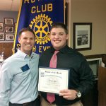South Everett-Mukilteo Rotary president nominee Dan Leach congratulates Cascade High School senior Daniel Albert on being named one of the club&rsquo;s Students of the Month for November. (Contributed photo)