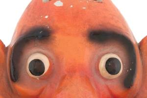 It took only a little over $160 to buy this &ldquo;Kilroy was here&rdquo; bank. The 5-inch plaster bank was painted red. The bottom had the words &ldquo;To open, cut hole in bottom.&rdquo; It is a very rare souvenir of World War II. (Cowles Syndicate Inc.)