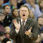 Kansas coach Bill Self, shown here on Jan. 14 in Lawrence, Kan., said he doesn&rsquo;t currently have any evidence that any KU players should be suspended following five players being questioned as witnesses in an investigation of crimes committed at a players&rsquo; dorm. (AP Photo/Charlie Riedel)