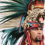 Javier Ramirez of the Aztec Indian Dancers Saturday afternoon during the annual Evergreen State Fair in Monroe. The 12-day fair runs through Labor Day and is one of the largest events held in the Pacific Northwest. (Kevin Clark / The Herald)