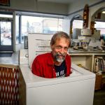 Dale Frisk runs an appliance repair shop on Broadway in Everett with a good sense of humor. (Dan Bates / The Herald)