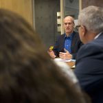 Congressman Rick Larsen, D-Wash., talks to and answers questions from healthcare officials about the future of the Affordable Care Act at the Community Health Center of Snohomish County Everett-South Clinic on Wednesday. (Andy Bronson / The Herald)
