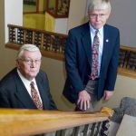 Dale Pope (left) and Bob Overstreet, seen here in February 2005, were elected to the Everett City Council on the same day. Overstreet died Tuesday. He was 80. (Dan Bates / Herald file)