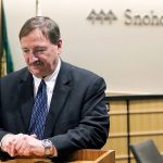 Dave Somers is seen here after being sworn in as Snohomish County Executive in Everett on Dec. 23, 2015. (Kevin Clark / Herald file)