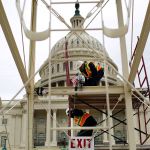Construction of the platform for the inauguration of President-elect Donald Trump, on the Capitol steps in Washington last month. (AP Photo/Pablo Martinez Monsivais, File)