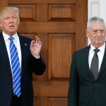 President-elect Donald Trump with retired Marine Corps Gen. James Mattis at the Trump National Golf Club in Bedminster, New Jersey, in November. (AP Photo/Carolyn Kaster)                                 President-elect Donald Trump calls out to media as he stands with retired Marine Corps Gen. James Mattis at Trump National Golf Club Bedminster clubhouse in Bedminster, N.J., Saturday, Nov. 19, 2016. (AP Photo/Carolyn Kaster)