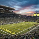 In this Oct. 8, 2016 photo, Autzen Stadium is shown as Oregon plays Washington in an NCAA college football game in Eugene, Oregon. The Oregonian reported on Jan. 16 that at least three Oregon players have been hospitalized following a series of intense workouts. (AP Photo/Thomas Boyd, File)