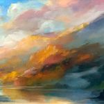 Sky meets land in the fusion of colors in Jeff White&rsquo;s oil painting &ldquo;The River of Shadows.&rdquo;