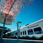 This September 2016 photo shows the new Angle Lake station of Sound Transit&rsquo;s Link light rail. (Ian Terry / Herald file)