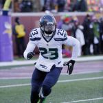 Seahawks safety Steven Terrell (23) will be making just his seventh career start when Seattle faces the Falcons in a playoff game Saturday in Atlanta. (AP Photo/Nam Y. Huh)