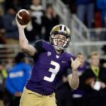 Washington quarterback Jake Browning (3) throws against Colorado during the first half of the Pac-12 Conference championship on Dec. 2 in Santa Clara, Calif. (AP Photo/Marcio Jose Sanchez)