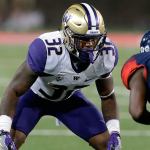 Washington safety Budda Baker (32) will skip his senior season and enter the NFL draft. (Rick Scuteri / Associated Press)