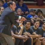 Duke men&rsquo;s basketball coach Mike Krzyzewski yells to his players during the first half of Saturday&rsquo;s game against Virginia Tech. (AP Photo/Don Petersen)