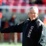 Utah assistant coach Dennis Erickson looks on during practice before a game in 2013. Erickson, an Everett native, retired last week after 47 years as a football coach. (AP Photo/Rick Bowmer)
