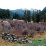 Upper Potosi hot springs are seen in an Oct. 19 photo, about eight miles outside of Pony, Montana. Visible in the distance are the Tobacco Root Mountains. (Whitney Bermes/Bozeman Daily Chronicle via AP)