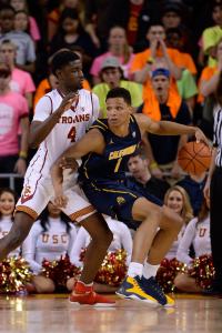 California forward Ivan Rabb (1) battles Southern California forward Chimezie Metu (4) during the second half of Sunday&rsquo;s basketball game on Jan. 8, 2017, in Los Angeles. (AP Photo/Gus Ruelas)
