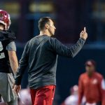Alabama&rsquo;s new offensive coordinator, Steve Sarkisian, works with his players during practice Tuesday at the Thomas-Drew Practice Fields in Tuscaloosa, Ala. (Vasha Hunt/AL.com via AP)