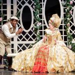 Ty Willis as Roscoe Dexter gives a tip to Jessica Skerritt as Tina Lamont in Village Theatre&rsquo;s &ldquo;Singin&rsquo; in the Rain&rdquo; opening Jan. 6 in Everett.