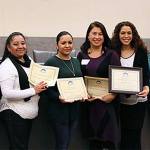 Northshore School District&rsquo;s Natural Leaders Program received the 2016 Outstanding Human Services Program award from the North Urban Human Services Alliance at its annual meeting held Dec. 6 at Shoreline City Hall. From left are Natural Leaders Beatriz Villanueva, Maria Rangel and Sintia Nevarez; Natural Leader Specialist Elizabeth Meza; WABS Family Engagement Program Manager Yuri Jenson; Natural Leader Nattali Jimenez; and WABS Executive Director Emily Yim. (Contributed photo)