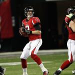 Falcons quarterback Matt Ryan (2) works against the Seahawks in the first half of the NFC divisional playoff game, on Jan. 14, in Atlanta.. (AP Photo/John Bazemore)