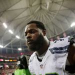 Seahawks defensive end Michael Bennett (72) walks off the field after a playoff game against the Falcons on Saturday in Atlanta. The Falcons won 36-20. (AP Photo/David Goldman)