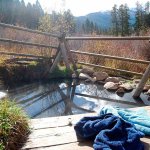 Upper Potosi hot springs are seen in an Oct. 19 photo, about eight miles outside of Pony, Montana. Visible in the distance are the Tobacco Root Mountains. (Whitney Bermes/Bozeman Daily Chronicle via AP)