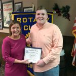 South Everett-Mukilteo Rotary Club President Elect Julie Frauenholtz (left) presents Oliver Dilts with a Student of the Month award. (Contributed photo)